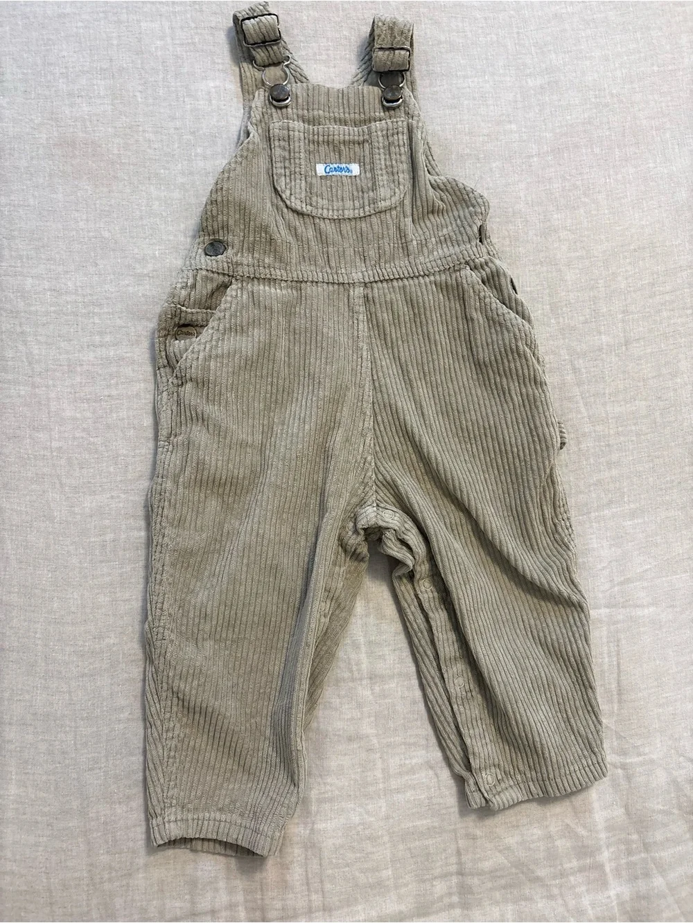 Vintage Carters Tan Corduroy Overalls 24M